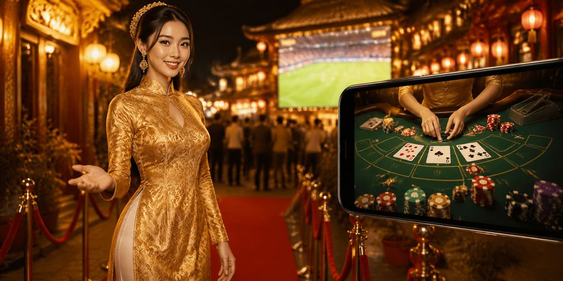 Người chơi baccarat mặc áo dài truyền thống tại Huế
